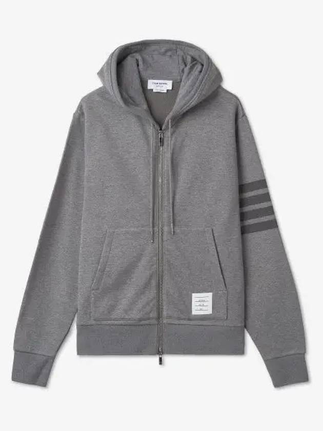 Men's Diagonal Armband Loopback Relaxed Fit Zip Up Hoodie Grey - THOM BROWNE - BALAAN 2