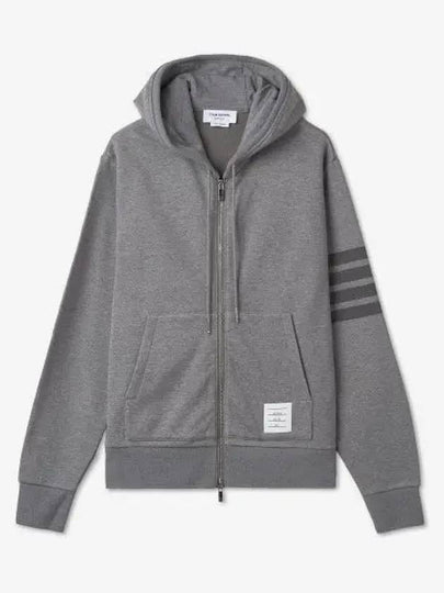 Men's Diagonal Armband Loopback Relaxed Fit Zip Up Hoodie Grey - THOM BROWNE - BALAAN 2