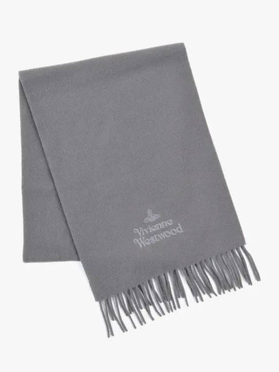 Embroidered Logo Wool Muffler Grey - VIVIENNE WESTWOOD - BALAAN 2