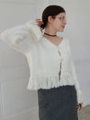 e Women's Big Tassel Mohair Knit Cardigan White - PRETONE - BALAAN 1