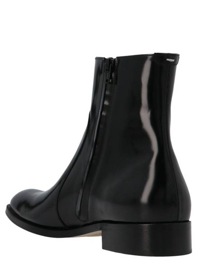 Zipper Calf Leather Ankle Boots Black - MAISON MARGIELA - BALAAN 3