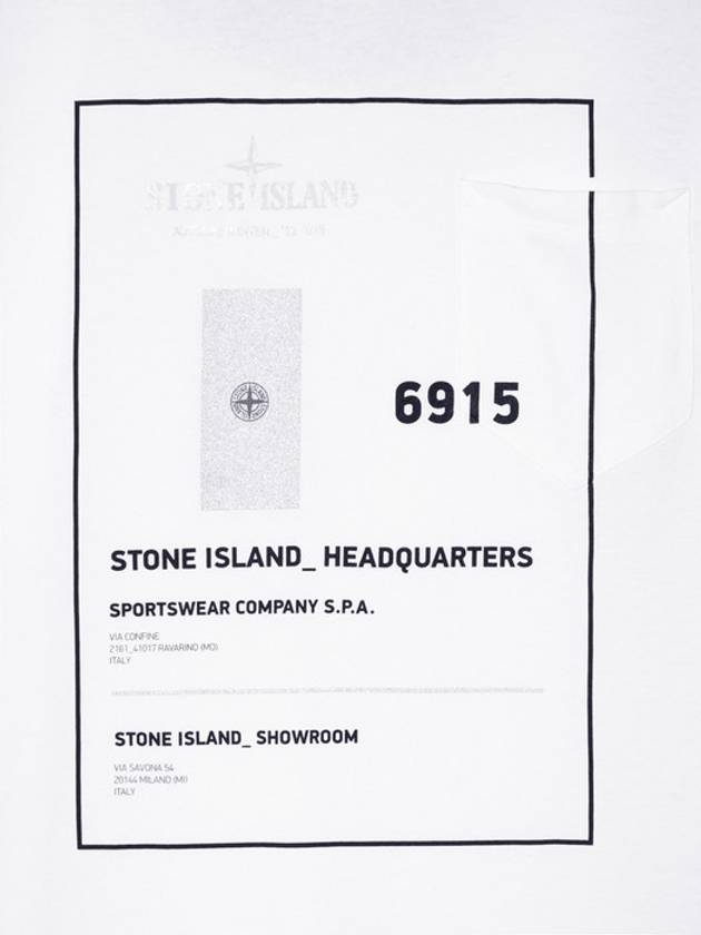 Men's Headquarters Logo Pocket Short Sleeve T-Shirt White - STONE ISLAND - BALAAN 5