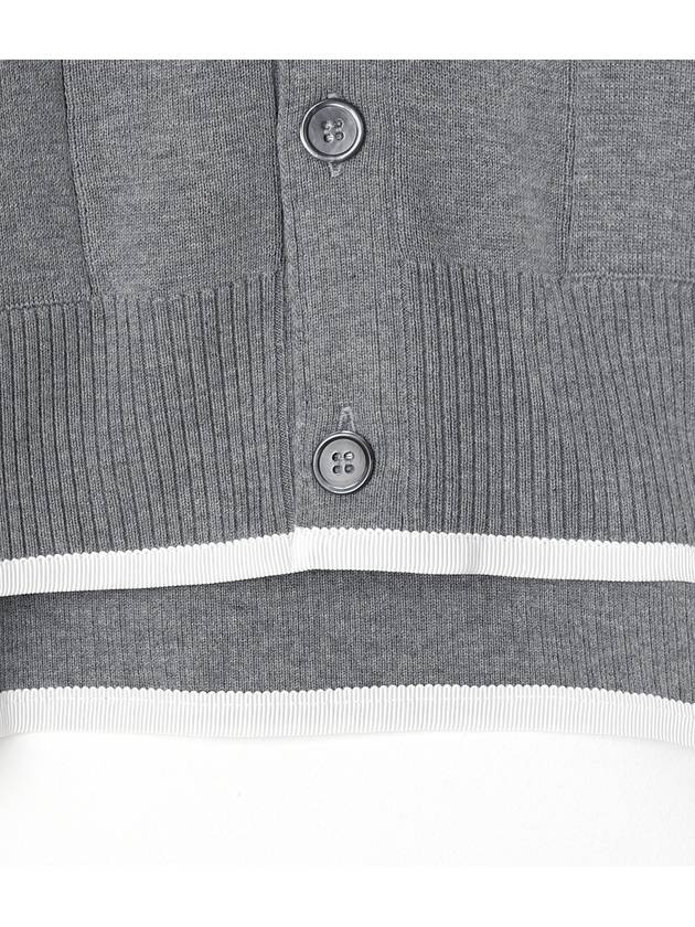 V-Neck Diagonal Armband Cardigan Grey - THOM BROWNE - BALAAN 9