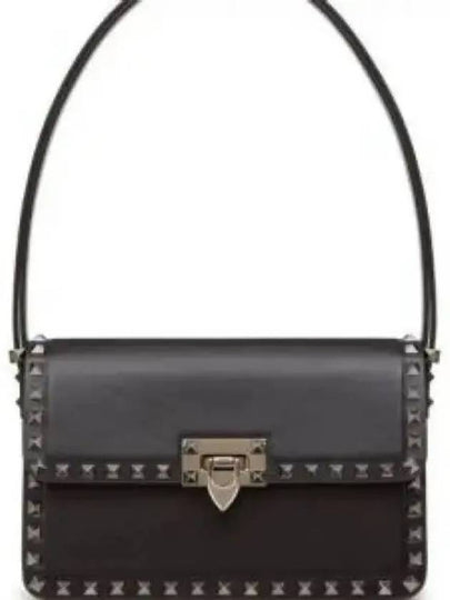 Rockstud Leather Shoulder Bag Black - VALENTINO - BALAAN 2