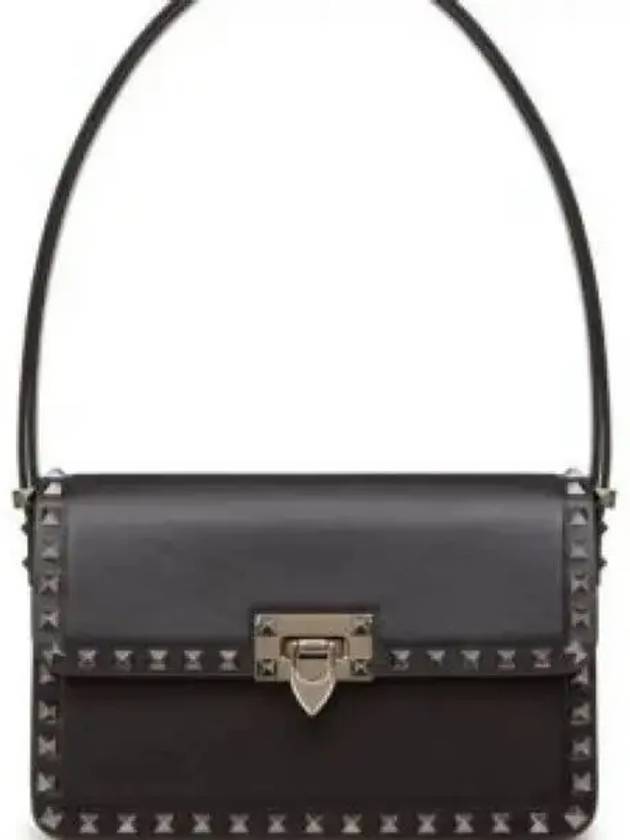 Rockstud Leather Shoulder Bag Black - VALENTINO - BALAAN 2