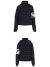 Women's 4 Bar Funnel Down Feel Jumper Jacket Navy - THOM BROWNE - BALAAN 5