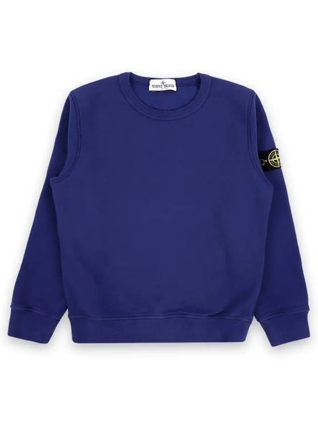 Kids Wappen Patch Organic Cotton Fleece Sweatshirt Blue - STONE ISLAND - BALAAN 3