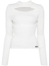 Ribbed Viscose Shirt Knit Top White - MSGM - BALAAN 2