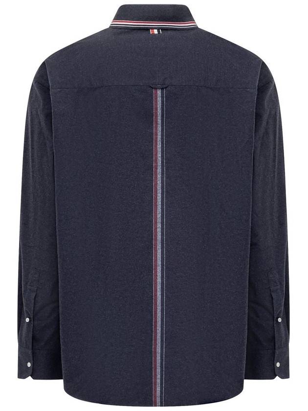 Oversized L/S Shirt W/Knit Collar In Engineered Rwb Stripe Cotton Flannel - THOM BROWNE - BALAAN 7