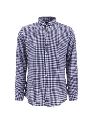 embroidered logo long sleeve shirt blue - POLO RALPH LAUREN - BALAAN 1