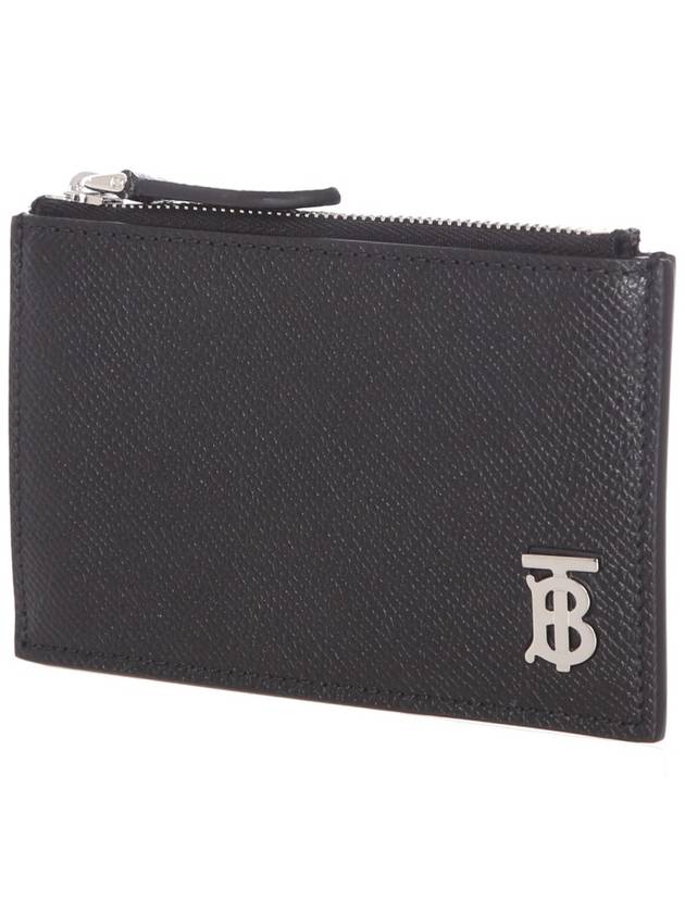 TB logo zipper calfskin card wallet black - BURBERRY - BALAAN.