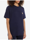 Chillax Fox Patch Classic Short Sleeve T-Shirt Navy - MAISON KITSUNE - BALAAN 6