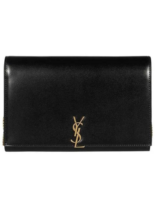 Monogram Chain Glossy Leather Shoulder Bag Black - SAINT LAURENT - BALAAN 2