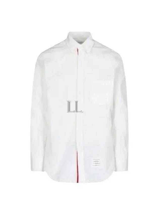 Men's Logo Patch Classic Cotton Long-Sleeve Shirt White - THOM BROWNE - BALAAN 2