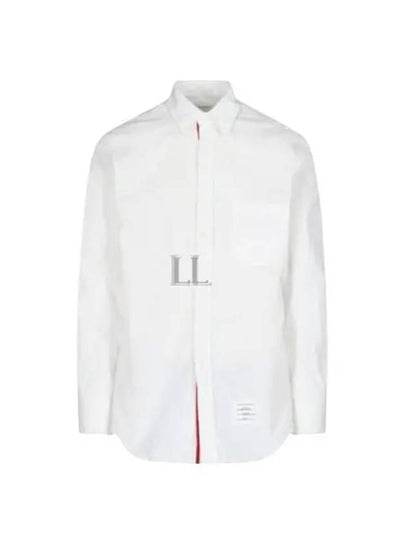 Men's Logo Patch Classic Cotton Long-Sleeve Shirt White - THOM BROWNE - BALAAN 2