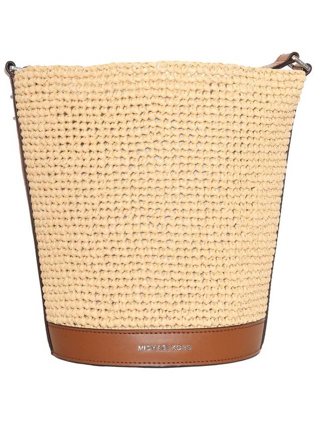 Townsend Medium Straw Bucket Cross Bag Brown Beige - MICHAEL KORS - BALAAN 2