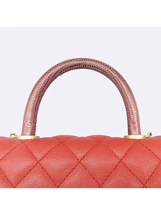 A92990 Red Caviar Coco Handle Small Gold Plated Flap Lizard Burgundy Cross Strap 2WAY - CHANEL - BALAAN 5