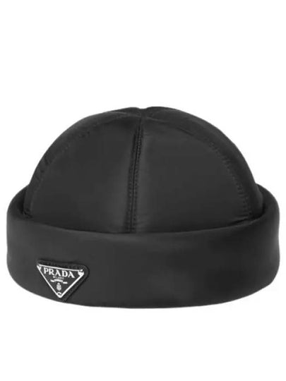 Triangle Logo Nylon Beanie Black - PRADA - BALAAN 2