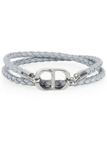 CD Icon Braided Leather Bracelet Grey - DIOR - BALAAN 1