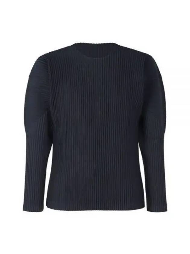 Pleated Basic Long Sleeve T-Shirt Navy - ISSEY MIYAKE - BALAAN 1