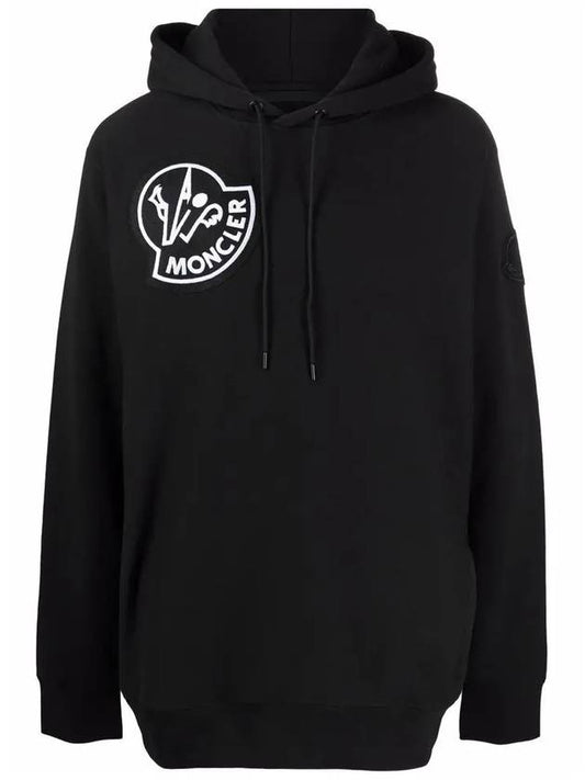 Genius 1952 Logo Patch Hoodie Black - MONCLER - BALAAN 2