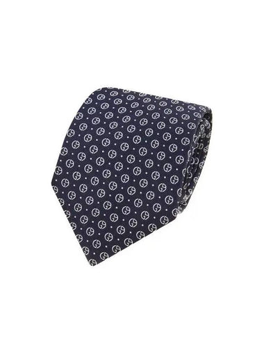 Men s Mini Logo Pattern Silk Tie Blue - GIORGIO ARMANI - BALAAN 1