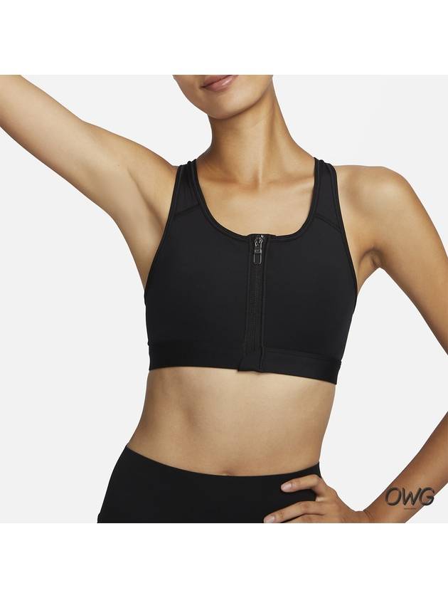 Dri-Fit Swoosh Zipper Front Bra Black - NIKE - BALAAN 2