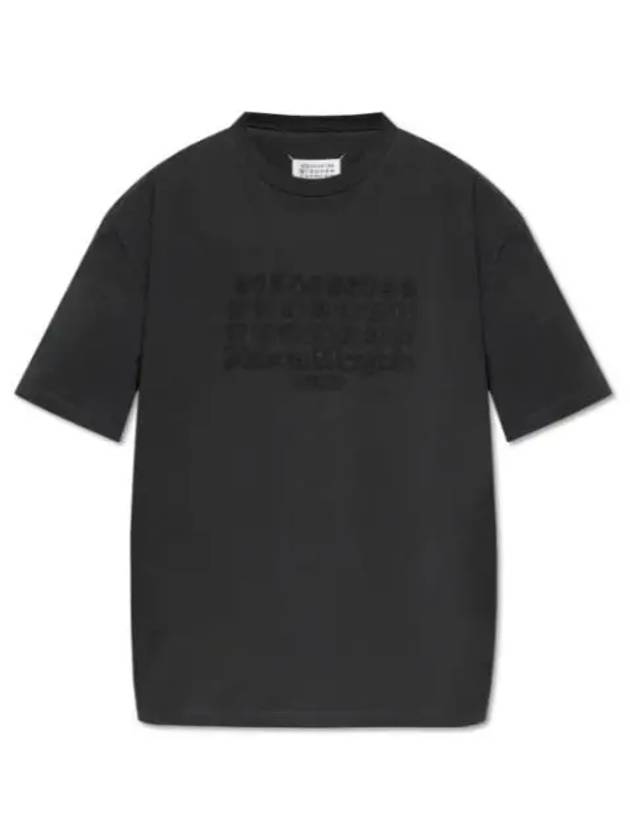 Embroidered Logo Cotton Short Sleeve T-Shirt Black - MAISON MARGIELA - BALAAN 2