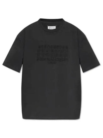 Embroidered Logo Cotton Short Sleeve T-Shirt Black - MAISON MARGIELA - BALAAN 2