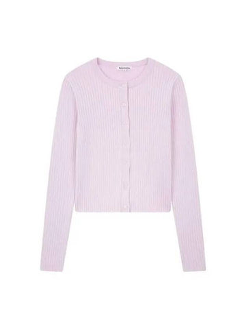 Wearing ribbed crew neck cropped cardigan pink 271080 - REFORMATION - BALAAN 1