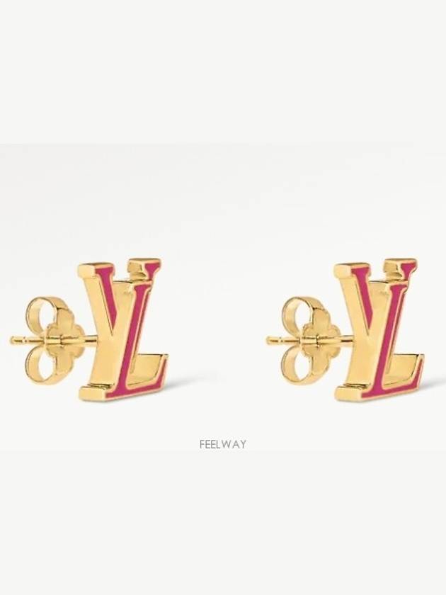 LV Iconic Enamel Earrings Gold Pink - LOUIS VUITTON - BALAAN 3