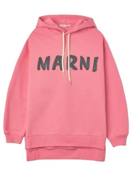 Logo print hooded pink candy cardigan - MARNI - BALAAN 1