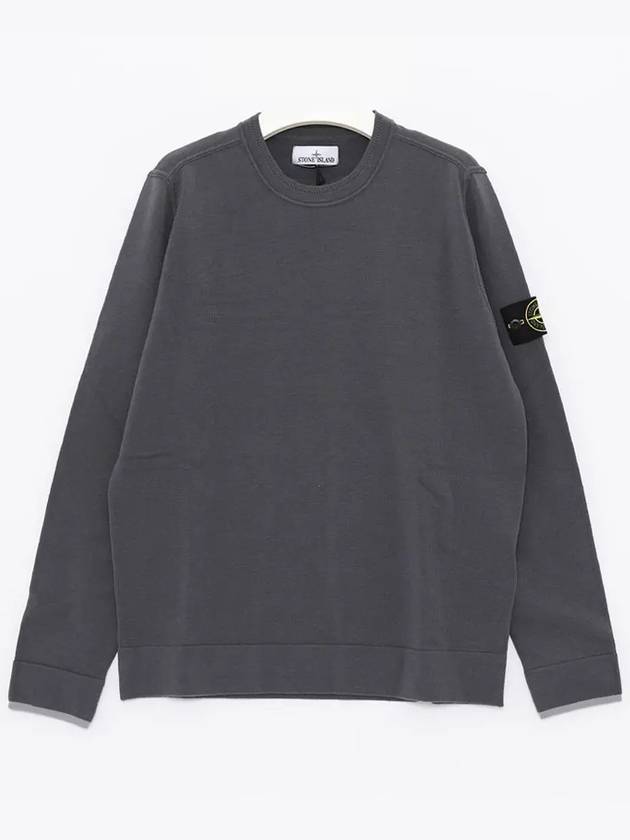 Logo Patch Crew Neck Knit Top Grey - STONE ISLAND - BALAAN 4