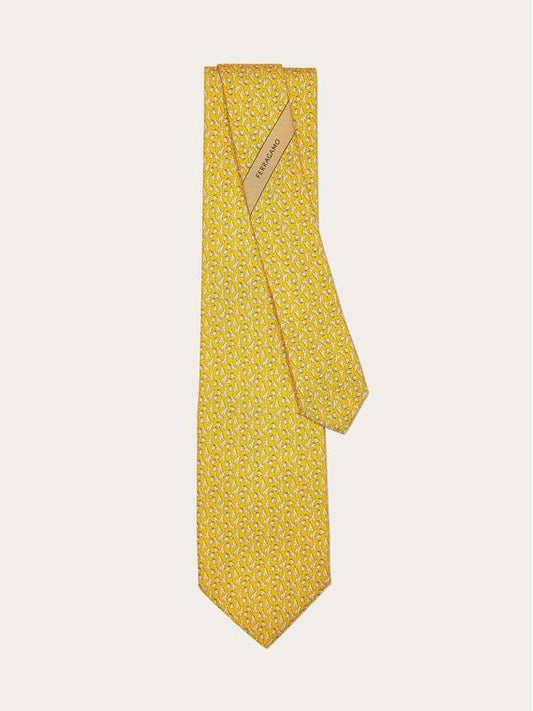 Giraffe Print Silk Tie Yellow - SALVATORE FERRAGAMO - BALAAN 1