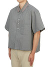 Striped Short Sleeve Shirt Grey - THOM BROWNE - BALAAN 5