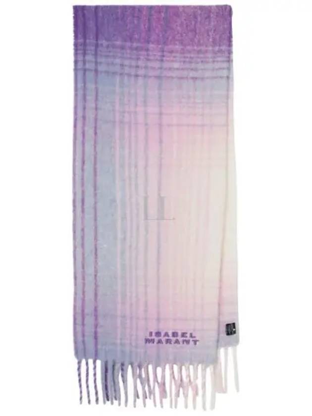 Firny Embroidery Logo Check Alpaca Muffler Lilac - ISABEL MARANT - BALAAN 2