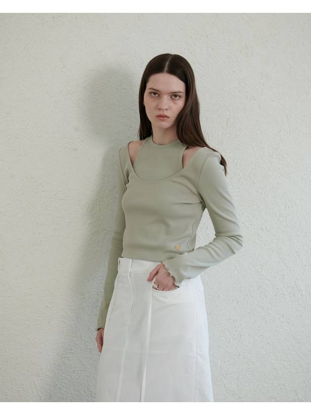 LAYERED U NECK TOP SET UP_OLIVE - UNMUTE - BALAAN 6