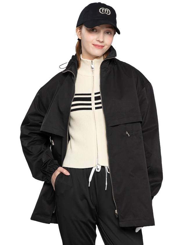 Doyou Know MC Women s Stand Collar Loose Fit Black Safari Jacket DO6242WB42 2 - DOYOUKNOWMC GOLF WEAR - BALAAN 1