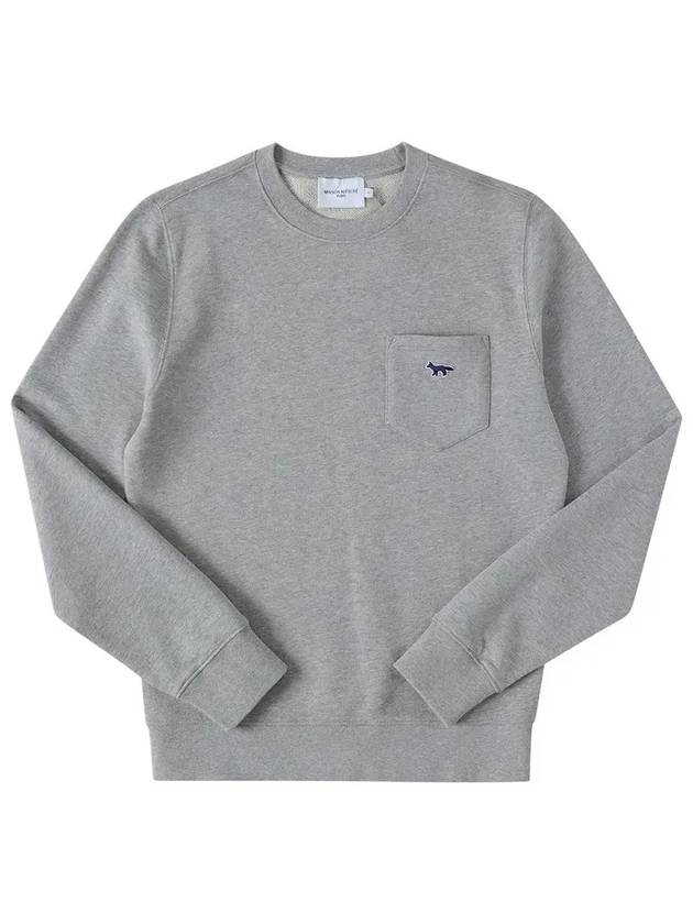 Navy Fox Patch Regular Pocket Cotton Sweatshirt Grey Melange - MAISON KITSUNE - BALAAN 6