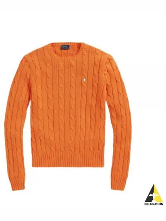 Embroidered Logo Pony Cable Knit Top Orange - POLO RALPH LAUREN - BALAAN 2