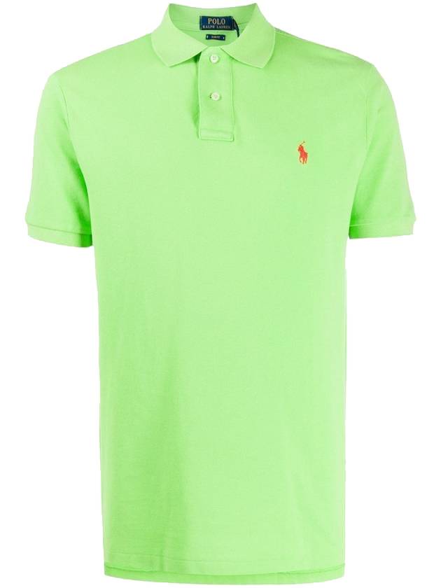 Men's Pony Logo Slim Fit Short Sleeve PK Shirt Green - POLO RALPH LAUREN - BALAAN 1