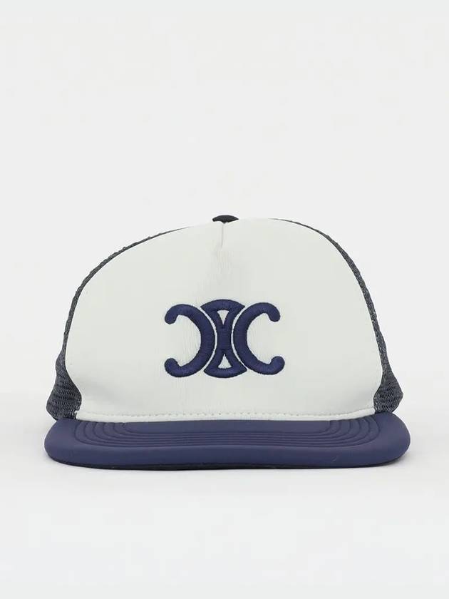 Triomphe Scuba Mesh Ball Cap White Navy - CELINE - BALAAN 3