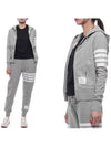 Engineered 4-Bar Stripe Loopback Jersey Knit Zip Up Hoodie Light Grey - THOM BROWNE - BALAAN 3