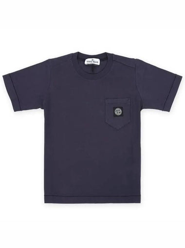 Stone Kids Logo Patch Pocket Short Sleeve Blue Navy 781620347 V0026 - STONE ISLAND - BALAAN 1