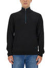 Zip Neck Merino Wool Knit Top Black - PAUL SMITH - BALAAN 2