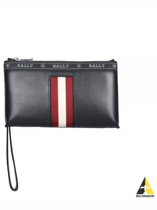 Barrier Logo Leather Zipper Clutch Bag Black - BALLY - BALAAN 2