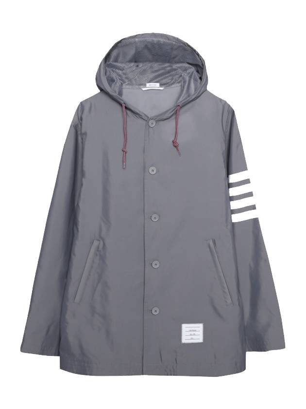 Diagonal Armband Solid Swim Tech Hooded Jacket Grey - THOM BROWNE - BALAAN 1