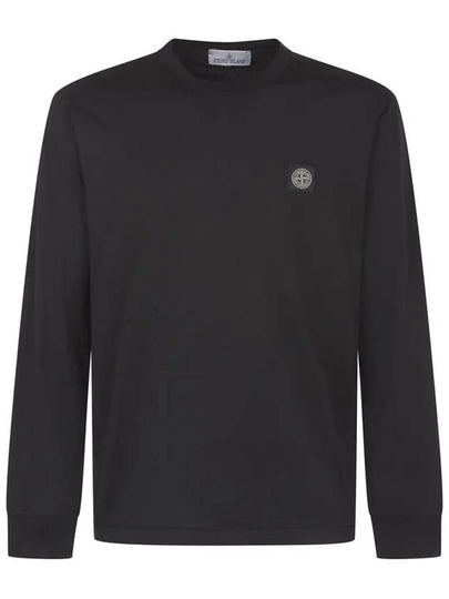 Cotton Jersey Long Sleeve T Shirt Black - STONE ISLAND - BALAAN 2