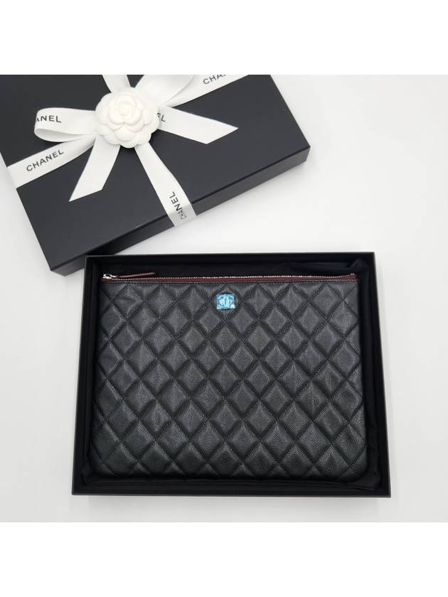 Medium Classic Clutch Bag Caviar Leather & Silver Black - CHANEL - BALAAN 8