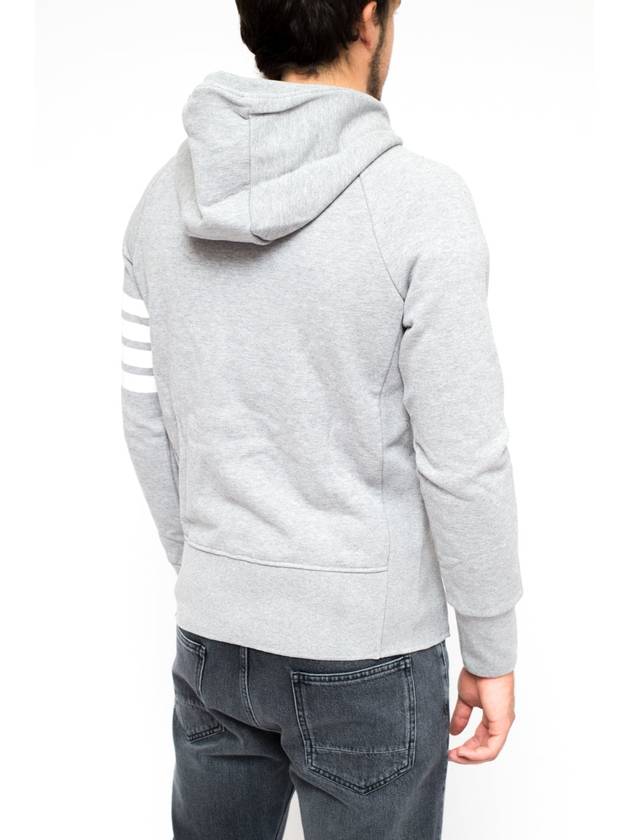 Engineered 4 Bar Diagonal Zip Up Hoodie Light Grey - THOM BROWNE - BALAAN 4